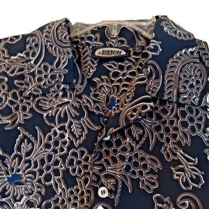 Burnside Button Down Shirt Mens XL Floral Blue & White Short Sleeve Shirt